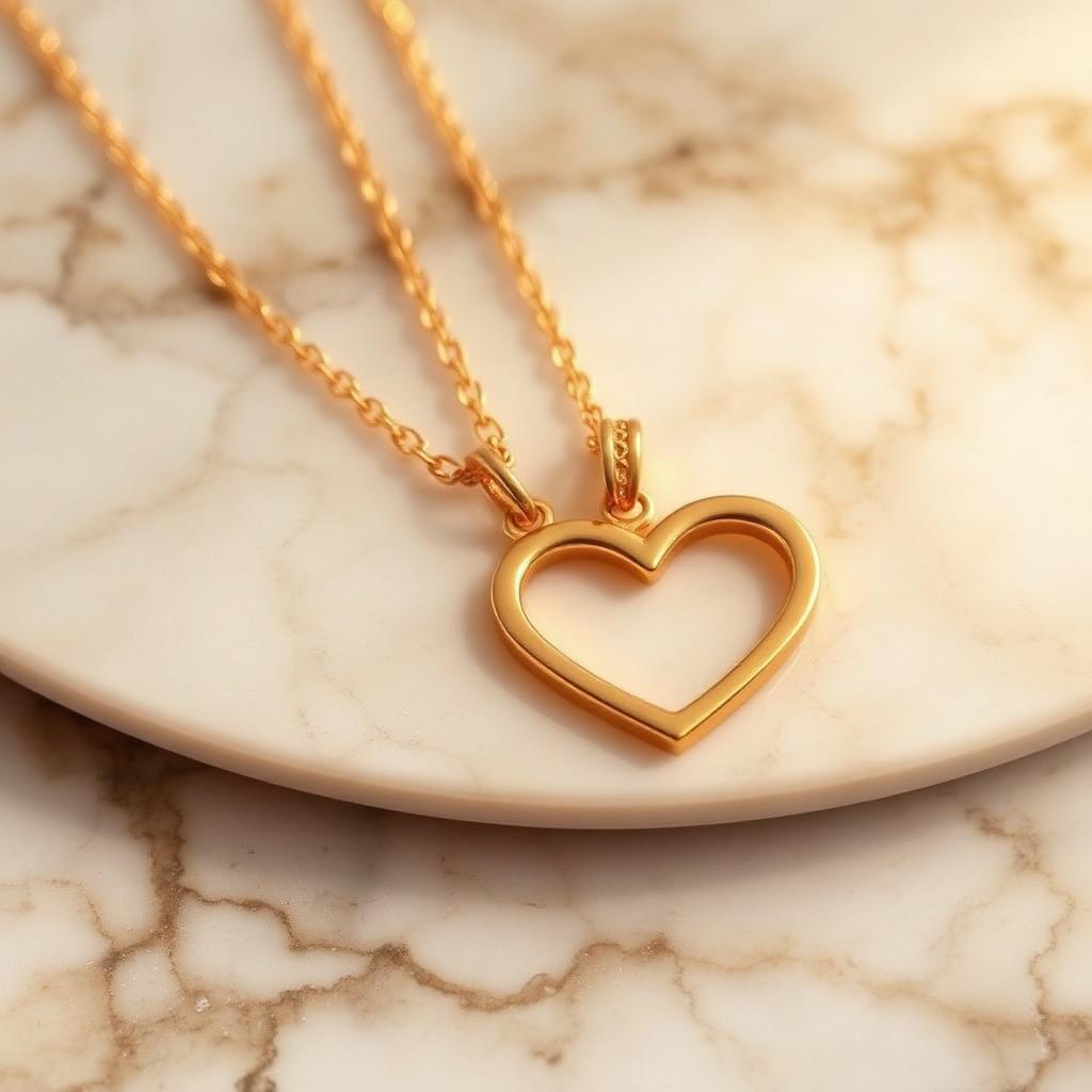 Gold heart pendant chain necklace close-up on marble — best love chain alternative